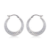 Silver Embossed Hoop Earrings