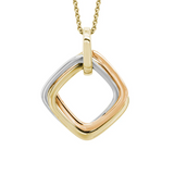 Tri-Color Gold Square Tube Pendant