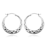 White Gold Diamond Cut Hoop Earrings