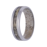 Cobalt 7mm Step-Edge Band with Camo Inlay & Elk Antler Insert