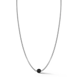 JAI Sterling Silver 2.7mm Box Chain & Black Onyx Necklace