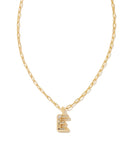 Kendra Scott Crystal Letter E Gold Short Pendant Necklace in White Crystal