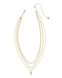 Kendra Scott Mini Elisa Gold Triple Strand Necklace in Light Teal Kyocera Opal