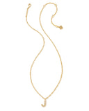 Kendra Scott Crystal Letter J Gold Short Pendant Necklace in White Crystal