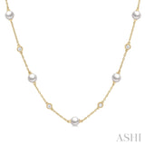 Pearl & Diamond Station Necklace