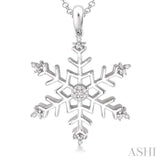 1/20 Ctw Single Cut Diamond Snowflake Pendant in Sterling Silver with Chain