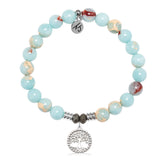 Snakeskin Jasper Gemstone Bracelet with Family Tree Sterling Silver Charm