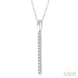 1/10 Ctw Straight Bar Round Cut Diamond Petite Pendant With Chain in 10K White Gold