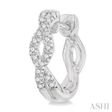 1/6 Ctw Entwined Round Cut Diamond Huggie Petite Earrings in 10K White Gold