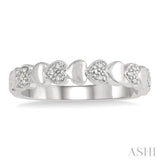 1/20 Ctw Mini Hearts Single Cut Diamond Fashion Band in Sterling Silver