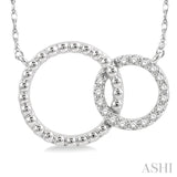 1/10 Ctw Interlocking Twin Circles Single Cut Diamond Pendant With Chain in 10K White Gold