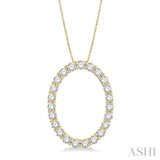 1 Ctw Oval Shape Window Round Cut Diamond Pendant With Chain in 14K Yellow Gold