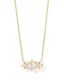 Kendra Scott Lindy Rae Elisa Gold Short Pendant Necklace in White Crystal