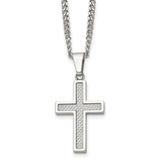 Carbon Fiber & Stainless Steel Cross Necklace