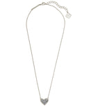 Kendra Scott Ari Heart Silver Pendant Necklace in Platinum Drusy