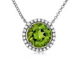 Peridot & Diamond Halo Necklace