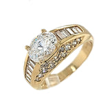 Gold & Oval CZ Engagement Ring