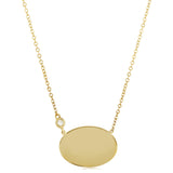 Oval Disc Necklace with Diamond Accent