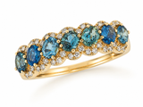 Le Vian® 14K Honey Gold™ 1.26ctw Montana Sapphires & 0.28ctw Nude Diamonds™ Seven-Stone Halo Ring