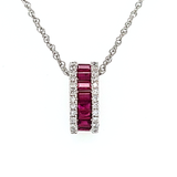 Ruby & Diamond Oval Barrel Pendant