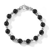 JAI Sterling Silver Black Onyx Bead Bracelet