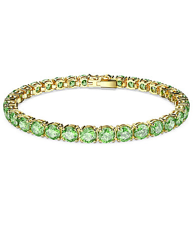 Swarovski Matrix Tennis Bracelet, Green, Gold, L