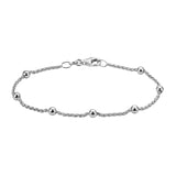 Silver Bead Station Bracelet, 7"