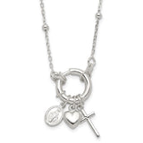 Silver Religious Charm Necklace, 18"