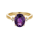 Amethyst & Diamond 3-Stone Ring