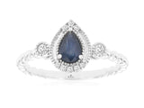 Sapphire & Diamond Beaded Milgrain Ring