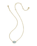 Kendra Scott Elisa Luxe Gold Short Pendant Necklace in Light Blue CZ