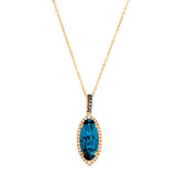 Le Vian Deep Sea Blue Topaz & Diamond Halo Pendant