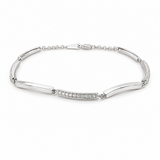 Diamond Curved Bar Link Bracelet, 7"