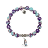 Purple Blue Jasper Gemstone Bracelet with Hummingbird Sterling Silver Charm