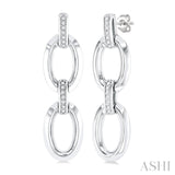 Silver Bold Oval Link Diamond Earrings