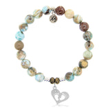 Larimar Gemstone Bracelet with Baby Feet Sterling Silver Charm
