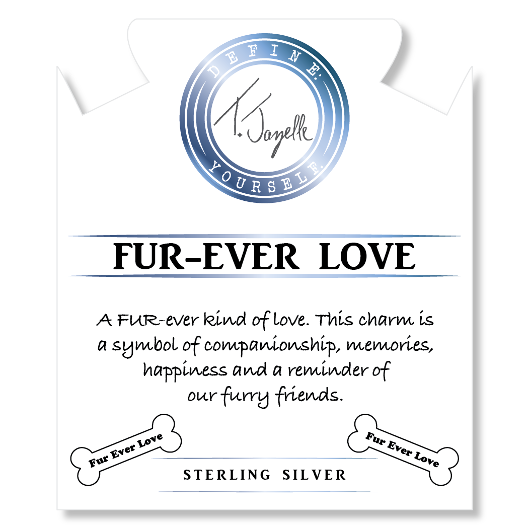 Purple Jasper Stone Bracelet with Fur Ever Love Sterling Silver Charm