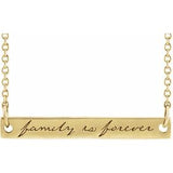 14K Yellow Family is Forever Bar 18" Necklace