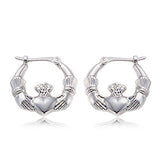 Silver Claddagh Hoop Earrings