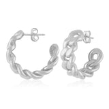 Silver Miami Cuban Link Hoop Earrings