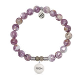 Lepidolite Quartz Gemstone Bracelet with Endless Love Mom Sterling Silver Charm