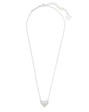 Kendra Scott Ari Heart Silver Pendant Necklace in Ivory Mother-of-Pearl