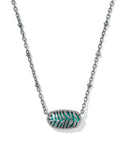 Kendra Scott Tiger Striped Elisa Vintage Silver Short Pendant Necklace, Blue Marble