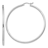 Silver 50mm Tube Hoop Earrings