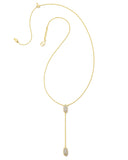 Kendra Scott Grayson Gold Y Necklace in White Crystal