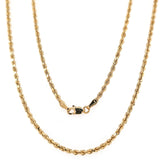 Gold 2.4mm Diamond Cut Rope Chain, 24