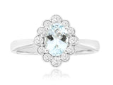 Aquamarine Milgrain Halo Ring