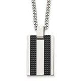 Stainless Steel Black Rectangle Dog Tag Necklace