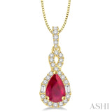 Ruby & Diamond Halo Twist Pendant