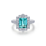 Lafonn Fancy Lab-Grown Blue-Green Sapphire Vintage Style Ring